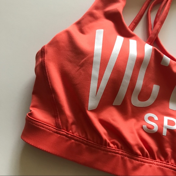 VS Coral multi crossed strap back sports bra Sz S - Picture 3 of 8